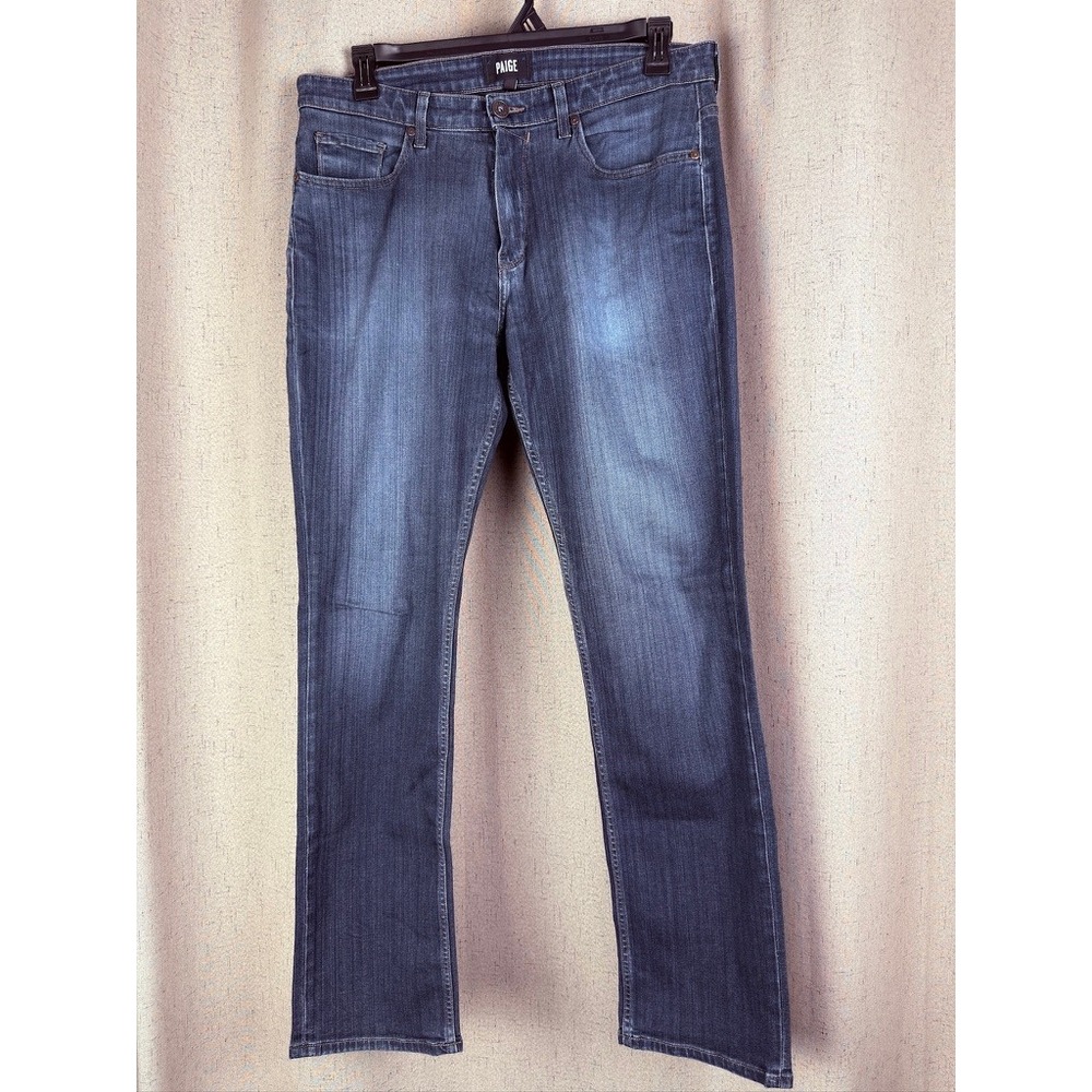 Paige Federal Slim Straight Jeans Mens 34 Dark Blue Excellent Transcend Denim - Picture 2 of 6